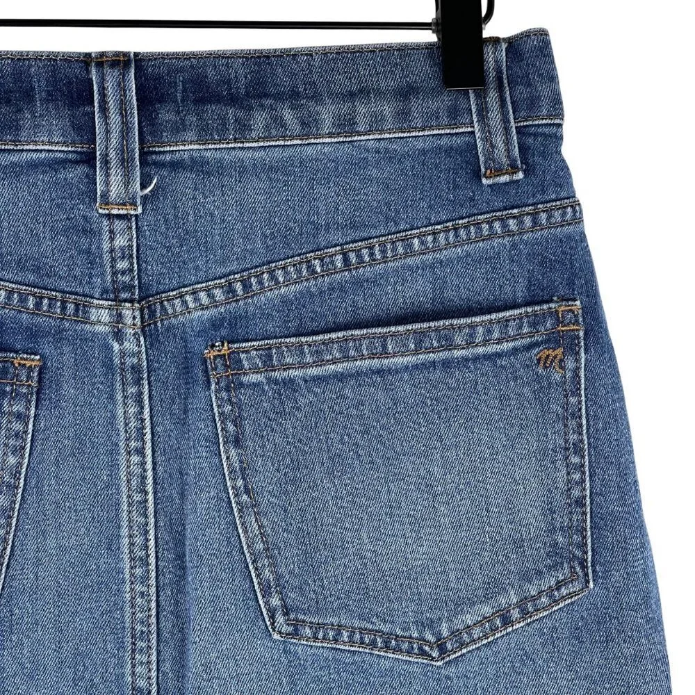 Madewell Denim Mini Skirt 25 Brandt Wash Raw Step Hem Stretch Jean Cutoff Split